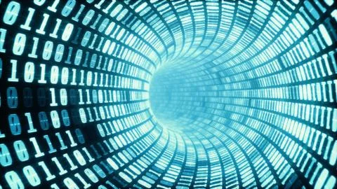 Digital Binary Code Tunnel Blue Stock Illustration