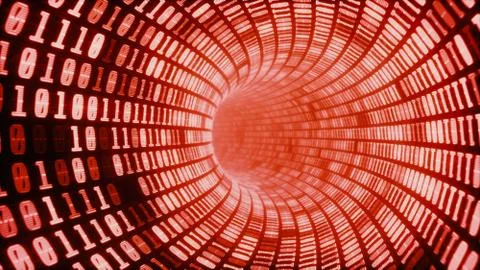 Digital Binary Code Tunnel Red Illustrazione stock