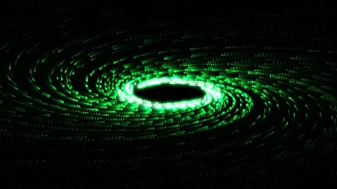 Digital Binary Code Vortex Swirling Green Glowing Data Stream Background Stock-Footage 346426926