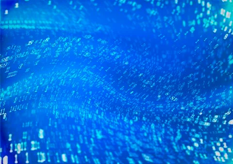 Digital binary code waves. Abstract technology background with flowing data. Big Stock Photos