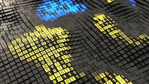 Digital binary computer code seamless loop 3D render animation Video stock 118351790