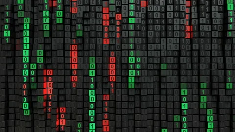 Digital binary computer code seamless loop 3D render animation Stock Footage 138362109