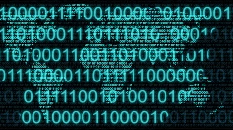 Digital binary computer data code number Internet cyberspace graphic animation Stock Footage