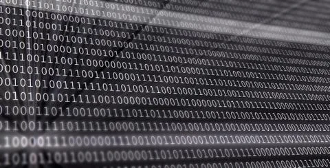 The digital binary data and streaming binary code on a black background with  Illustrazione stock