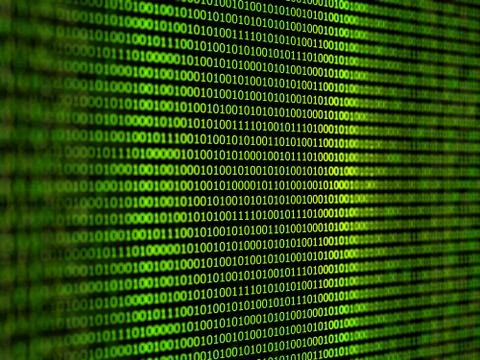 Digital binary data close-up shallow depth of field. 3d illustration. イラスト素材