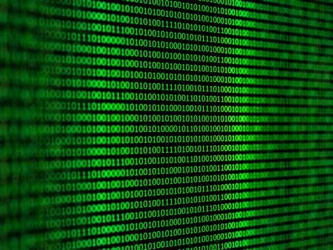 Digital binary data close-up shallow depth of field. 3d illustration. イラスト素材