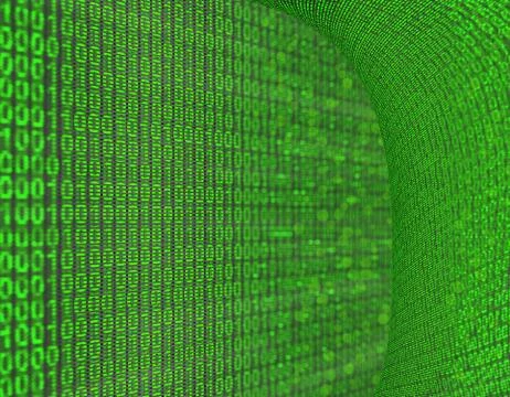 Digital binary data close-up shallow depth of field. 3d illustration. Stock Illustration