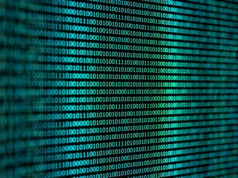 Digital binary data close-up shallow depth of field. 3d illustration. Stock Illustration