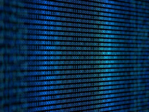 Digital binary data close-up shallow depth of field. 3d illustration. Stock Illustration
