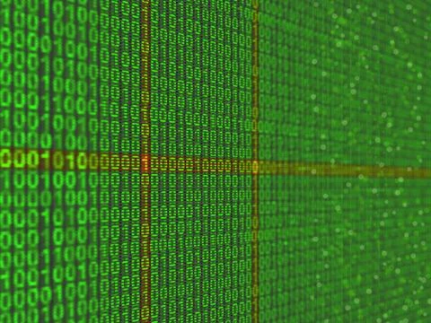 Digital binary data close-up shallow depth of field. 3d illustration. Stock Illustration