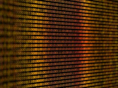 Digital binary data close-up shallow depth of field. 3d illustration. 库存插图