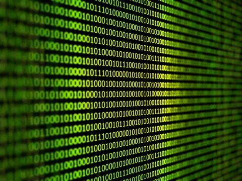 Digital binary data close-up shallow depth of field. 3d illustration. Stock Illustration