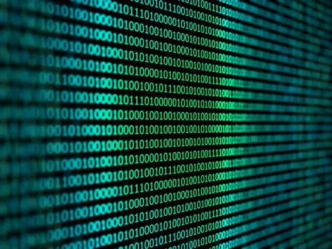 Digital binary data close-up shallow depth of field. 3d illustration. イラスト素材