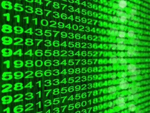 Digital binary data close-up shallow depth of field. 3d illustration. Stock Illustration