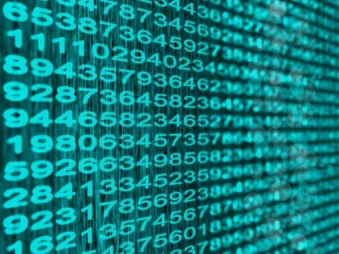 Digital binary data close-up shallow depth of field. 3d illustration. イラスト素材