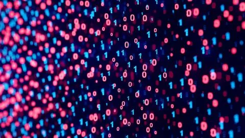 Digital Binary Data Digital Background, Depth of Field (DOF). 3D Render. Stock Illustration