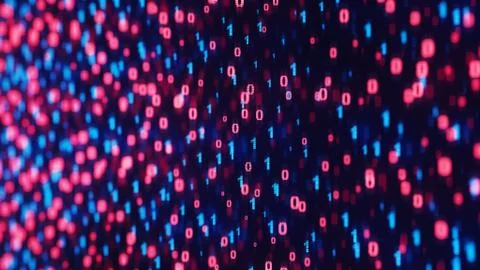 Digital Binary Data Digital Background, Depth of Field (DOF). 3D Render. Stock Illustration