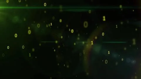 Digital binary data flowing through a dark background Stock Illustration
