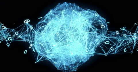 Digital Binary Data Networks Explosion with Alpha Matte Stock Footage 68606242