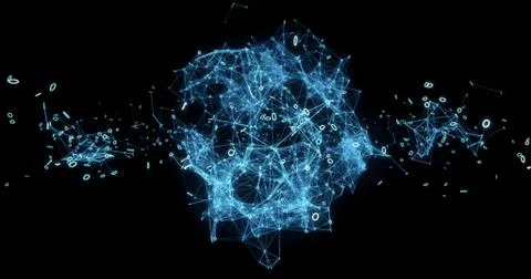 Digital binary data networks plexus abstract background Illustrazione stock