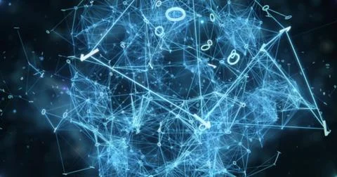 Digital binary data networks plexus abstract background Stock Illustration