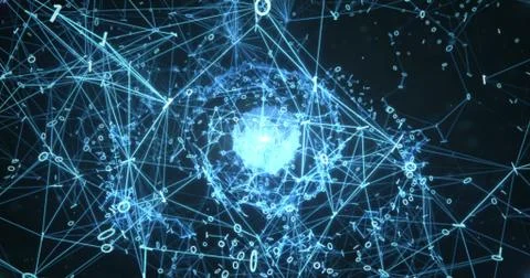 Digital binary data networks plexus abstract background Stock Illustration