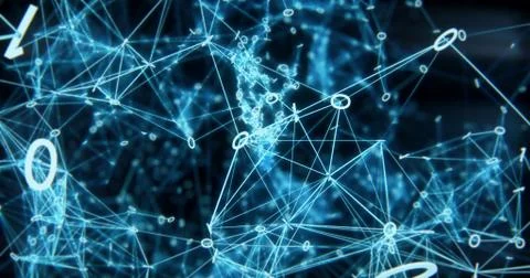 Digital binary data networks plexus abstract background Illustrazione stock