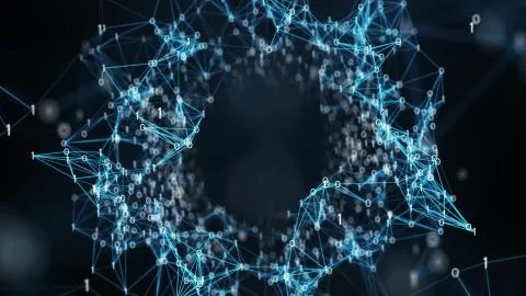 Digital binary data networks plexus abstract background Illustrazione stock