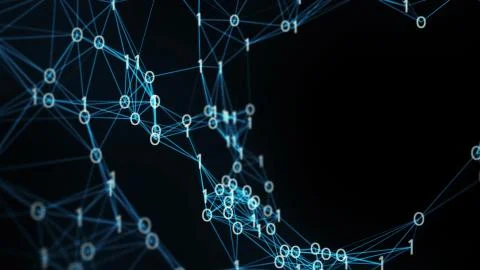 Digital binary data networks plexus abstract background Stock Illustration