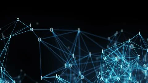 Digital binary data networks plexus abstract background Stock Illustration