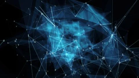 Digital binary data networks plexus abstract background Illustrazione stock