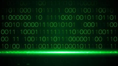 Digital binary data scan background green interface Foto stock