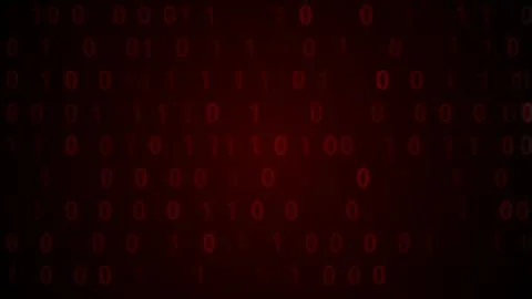 Digital binary data scan background red interface Foto stock