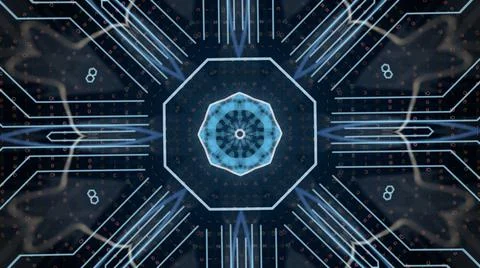Digital binary data shown in artistic kaleidoscope interpretation. Stock Illustration