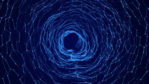 Digital binary data tunnel. Abstract movement of connected dots and lines. Stock Footage 157264423