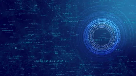 Digital Binary HUD Interface with Round Plexus Network Animation Stock Footage 314197658