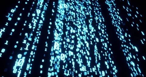 Digital Binary Lines Code Blue Digital lines of binary code, glowing neon ... Stock Photos