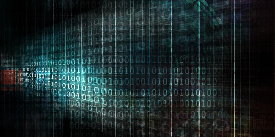 Digital Binary Network and Future Data Analysis Stock Illustration