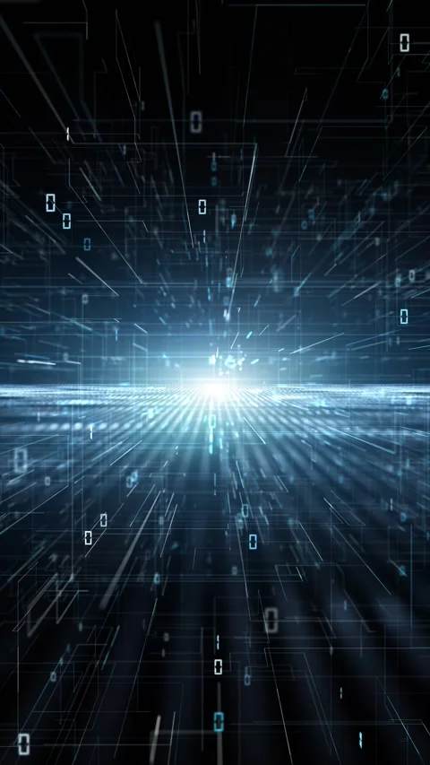Digital binary numbers computer network with lines vertical animation Stock Footage 345327015