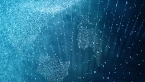 Digital binary numbers with dots and earth planet backgrounds Stock Footage 334806752