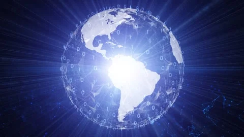 Digital binary numbers earth sphere animation background Stock Footage 346886981