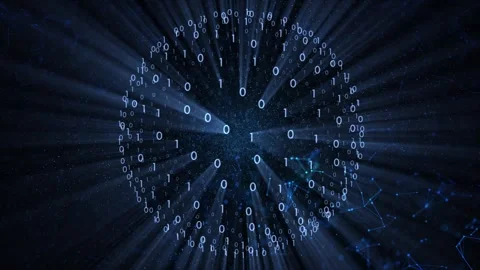 Digital binary numbers sphere animation background Stock Footage 334816572