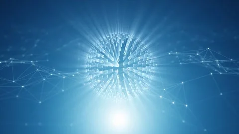 Digital binary numbers sphere on shine blue technology background Video stock 346392821