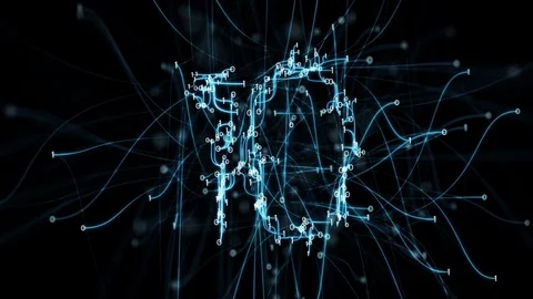 Digital Binary Pipes Plexus Countdown - Abstract Motion Alpha Matte 4k Stock Footage 73749153