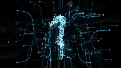 Digital binary plexus 1 numeral Stock Illustration