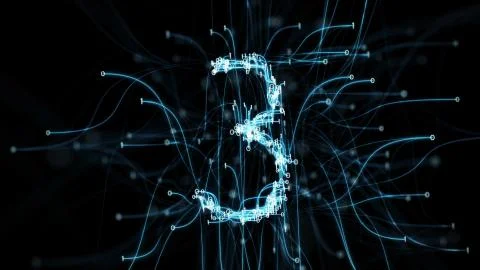 Digital binary plexus 3 numeral Stock Illustration