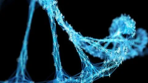 Digital Binary Plexus DNA spiral background Illustrazione stock