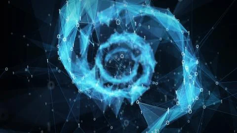 Digital Binary Plexus DNA spiral background Stock Illustration