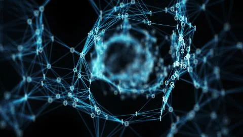 Digital binary plexus tunnel funnel background Stock Illustration