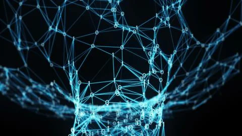 Digital binary plexus tunnel funnel background Stock Illustration